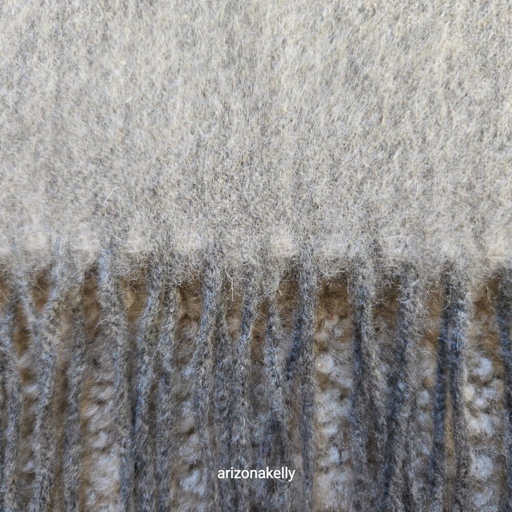 NWOT Reiss Cashmere Fringed Scarf 2-tone Grey - Picture 6 of 10
